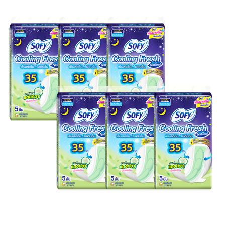 โซฟีคูลลิ่งเฟรชไนท์เนเชอรัลสลิม35ซม.5ชิ้น (6ห่อ 30ชิ้น)