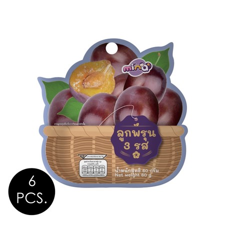 มินอา ลูกพรุน3รส 60 กรัม (แพ็ก 6 ชิ้น)