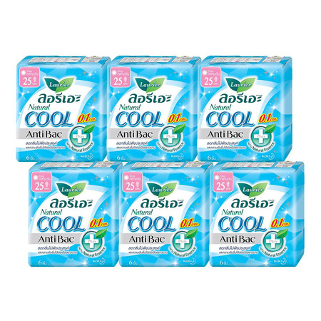 ลอรีเอะ เนเชอรัลแอนตี้แบคคูล 0.1 25 ซม. 6 ชิ้น (6 ห่อ/แพ็ก)