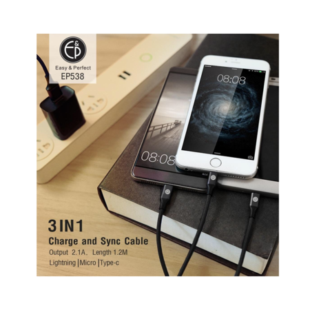 สายชาร์จ 3 in 1 EP-EE538 สีดำ