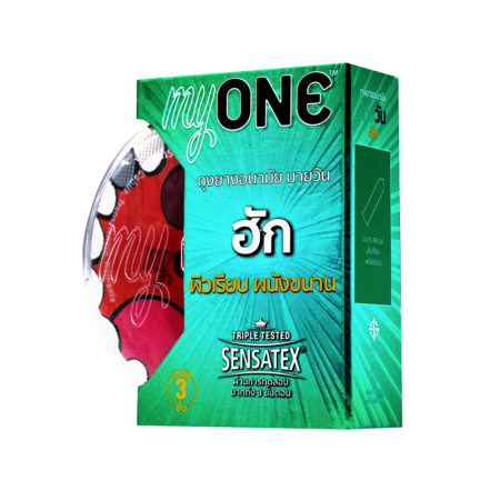 ถุงยางอนามัย มายวัน ฮัก / 3 ชิ้น / 49 มม. ผิวเรียบ ผนังขนาน
