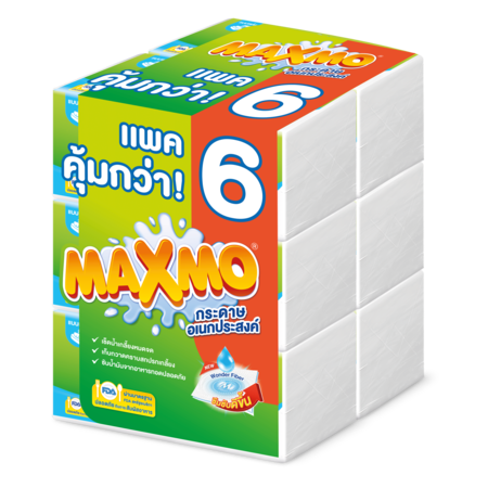 แม๊กซ์โม่ บาย เซลล็อกซ์ กระดาษอเนกประสงค์ แบบแผ่น 90 แผ่น แพ็ค 6