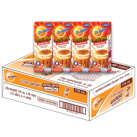 โอวัลติน นม UHT กลิ่นบราวน์ชูการ์ 170 มล. (ยกลัง 48 กล่อง)