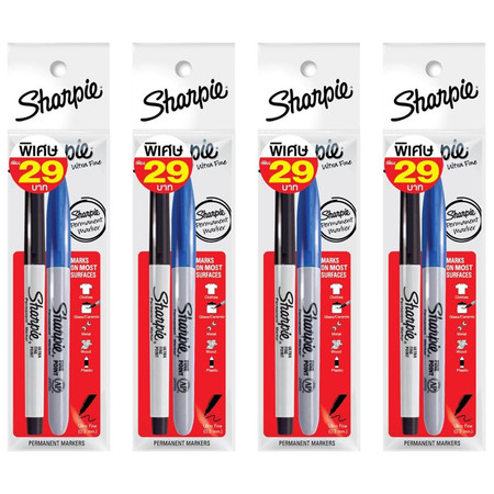นีเวลล์ ปากกาชาร์ปี้ อัลตร้าไฟน์ดำ+น้ำเงิน(สีตามปลอกด้าม) แพ็ก 4