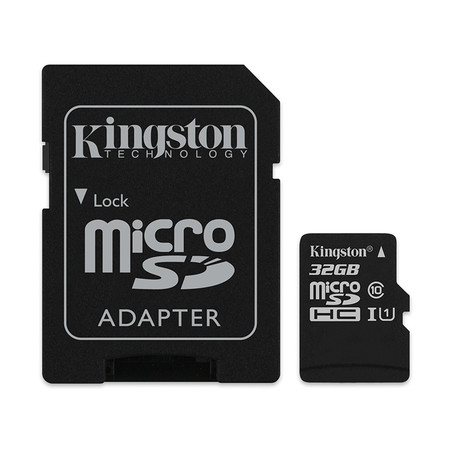 Kingston Canvas Select 32GB MicroSDHC Class 10 80r/10w Memory Card + SD Adapter (SDCS/32GB)