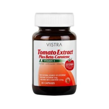Vistra Tomato Extract Plus Beta Carotine 30caps สารสกัดจากมะเขือเทศประกอบไปด้วยเบต้า-แคโรทีนมากมาย