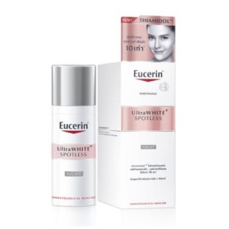 Eucerin Ultrawhite+ Spotless Night Fluid 50 ml.ผลัดเซลล์ผิว คล้ำเสียสะสม ในช่วงค่ำคืนด้วย Dexpanthenol เห็นชัดถึงผลลัพธ์ดูขาว เปล่งประกายใน 2 สัปดาห์