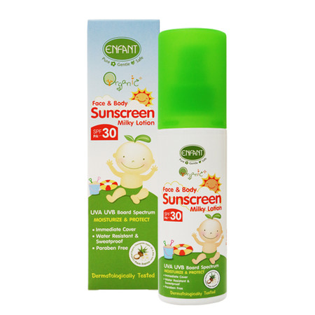 ENFANT ORGANIC FACE&BODY SUNSCREEN MILKY LOTION 80 ML กันแดดสูตรกันน้ำปกป้องทันทีที่ทา