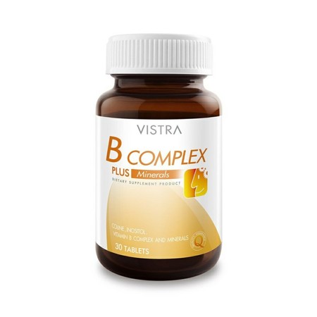 Vistra B Complex Plus Minerals 30tabs วิตามินบี ผสมโสม เหมาะสำหรับผู้ที่ต้องการดูแลสุขภาพ ทำงานหนัก ร่างกายอ่อนเพลีย ลดภาวะความเครียด ช่วยเสริมความจำ