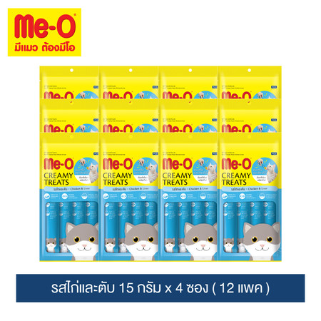 มีโอ ครีมมี่ ทรีต รสไก่และตับ 15 ก. x 4 ซอง (12 แพ็ก) / Me-O Cat Creamy Treats Chicken & Liver Flavor 15g. X 4 sachets (12 packs)