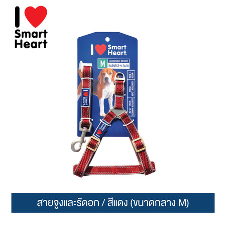 ไอ เลิฟ สมาร์ทฮาร์ท - สายจูงและรัดอก / สีแดง (ขนาดกลาง M)