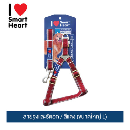 ไอ เลิฟ สมาร์ทฮาร์ท - สายจูงและรัดอก / สีแดง (ขนาดใหญ่ L)