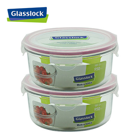 Glasslock ชุดกล่องอาหารแก้ว 2 ใบ ทรงกลม รุ่น MCCB-095-2P