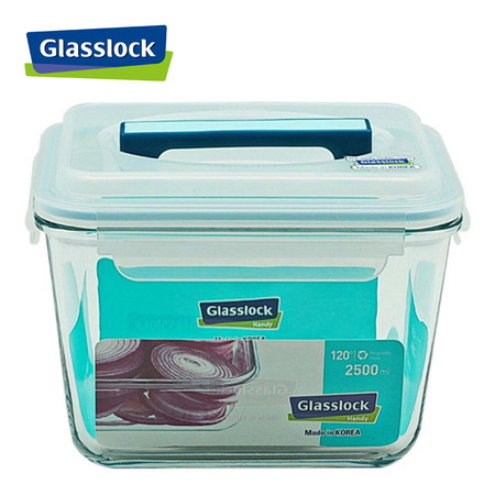 Glasslock กล่องอาหารแก้ว ทรงผืนผ้ามีหูหิ้ว 2,500 ml. รุ่น MHRB-250