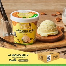Happy Addey Vanilla Ice Cream Vegan 350g x 6 cups ( แฮปปี้แอดดี้ ไอศครีมวานิลลา สูตรเจ ทำจากนมอัลมอนด์ ปราศจากนมวัว )