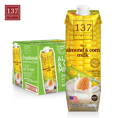 137ดีกรี Almond Milk with Corn Milk (นมอัลมอนด์ สูตรผสมนมข้าวโพด) ขนาด 1000 มล. 1 ลัง มี 12 กล่อง