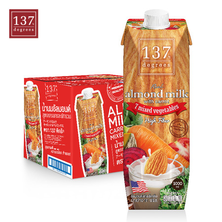 137ดีกรี Almond Milk with Carrot and Mixed Vegetables (นมอัลมอนด์ สูตรแครอทและผักรวม) ขนาด1000 มล.1 ลัง มี 12 กล่อง