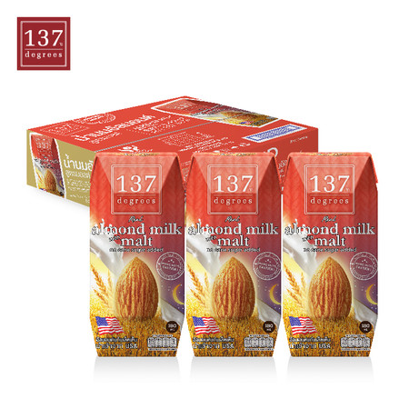 137ดีกรี Almond Milk with Malt (นมอัลมอนด์ สูตรมอลต์) ขนาด180 มล. 1 ลัง มี 36 กล่อง