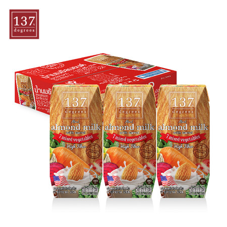 137ดีกรี Almond Milk with Carrot and Mixed Vegetables (นมอัลมอนด์ สูตรแครอทและผักรวม) ขนาด180 มล. 1 ลัง มี 36 กล่อง