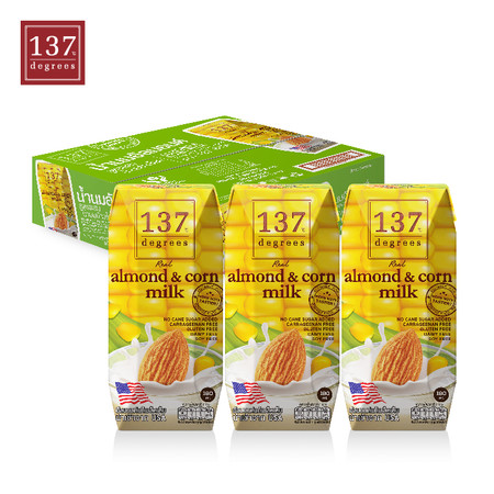 137ดีกรี Almond Milk with Corn Milk (นมอัลมอนด์ สูตรผสมนมข้าวโพด) ขนาด 180 มล. 1 ลัง มี 36 กล่อง