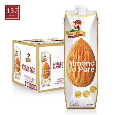 Almond Milk นมอัลมอนด์ ตราโฮลี่นัทส์ (Wholly Nuts) ขนาด 1000 มล.1 ลัง มี 12 กล่อง