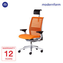 Modernform เก้าอี้ Steelcase ergonomic รุ่น Think v2 Platinum พนักพิงสูง สีส้ม ปรันเอนได้ 4 ระดับ เก้าอี้เพื่อสุขภาพ