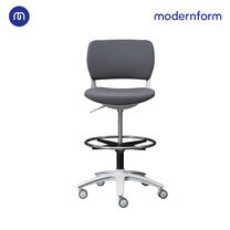 Modernform เก้าอี้เอนกประสงค์ รุ่น B-One (S02) พลาสติก เฟรมขาว เบาะผ้าเทา ที่เหยียบวงกลมดำ(ตัวสูง)