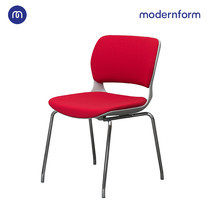 Modernform เก้าอี้เอกนประสงค์ รุ่น B-One (04) พนักพิงกลาง พลาสติก เฟรมขาว ขาโครเมี่ยม เบาะผ้าสีแดง