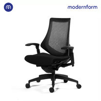 Modernform เก้าอี้สำนักงาน รุ่น FG พนักพิงกลาง เบาะหุ้มด้วยผ้าสีดำสัมผัสเนี้ยบ หุ้มผ้าตาข่ายสีดำ