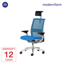 Modernform เก้าอี้ Steelcase ergonomic รุ่น Think v2 Platinum พนักพิงสูง สีฟ้า ปรันเอนได้ 4 ระดับ เก้าอี้เพื่อสุขภาพ