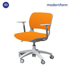 Modernform เก้าอี้เอนกประสงค์ รุ่น B-One (S01) พนักกลาง พลาสติก เฟรมขาว ขาไนลอน เบาะผ้าสีส้ม