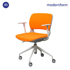 Modernform เก้าอี้เอนกประสงค์ รุ่น B-One (S3) พาสติก เฟรมขาว ขาเหล็กพาวเดอร์โค้ท เบาะผ้าสีส้ม