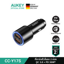 AUKEY CC-Y17S ที่ชาร์จเร็วในรถ Dual QC 3.0 USB Car charger Adapter QC3.0+QC3.0 18 วัตต์ ชาร์จด่วน 2 ช่อง รุ่น CC-Y17S