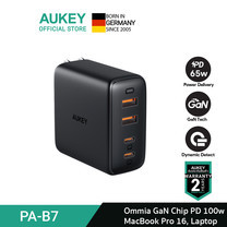 AUKEY หัวชาร์จเร็ว Omnia 100W 4-Port USB-C Charger, PD Charger with GaNFast Technology , USB-C Laptop Charger รุ่น PA-B7