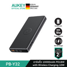 AUKEY พาวเวอร์แบงชาร์จเร็ว PowerAir 10000 mAh Wireless Charger with 18W PD รุ่น PB-Y32