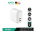 AUKEY PA-B4 หัวปลั๊กชาร์จเร็ว Omnia Duo 65W Dual-Port PD Charger with Dynamic Detect รุ่น PA-B4
