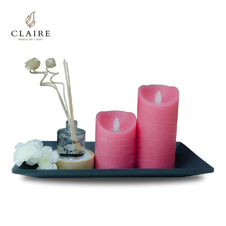 CLAIRE เทียน LED ชุด 2 ชิ้น พร้อมรีโมทและน้ำหอม - สีชมพู