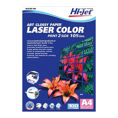 กระดาษเลเซอร์สีโฟโต้ HI-JET HLG105-100 A4 105g(แพ็ค 100 แผ่น)