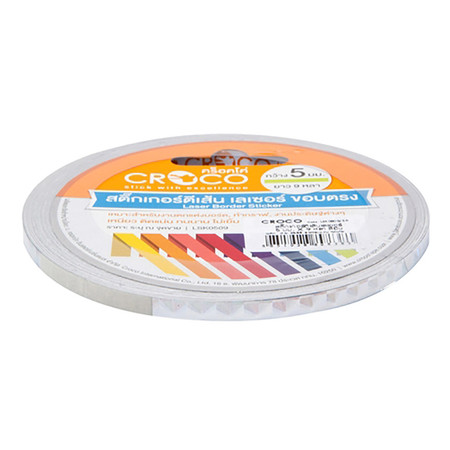 เทปพีวีซีตีเส้นเลเซอร์ Croco 5 มม x 9 หลา เงิน
