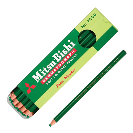 ดินสอเขียนกระจก มิตซูบิชิ 7600 สีเขียว(กล่อง 12 แท่ง)
