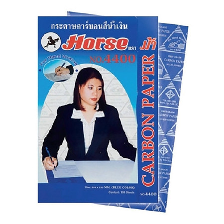 กระดาษคาร์บอน ตราม้า No.4400 21x33ซม.สีน้ำเงิน(กล่อง 100 แผ่น)