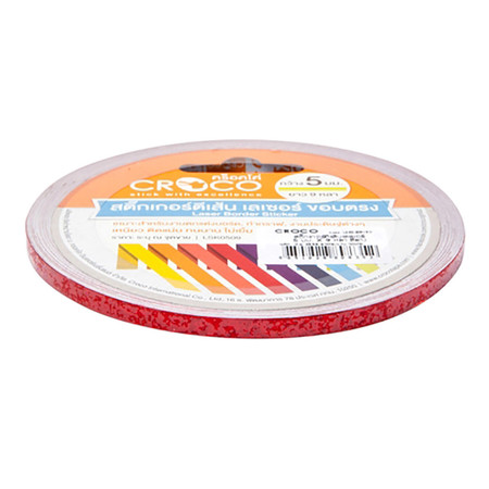 เทปพีวีซีตีเส้นเลเซอร์ Croco 5 มม x 9 หลา แดง
