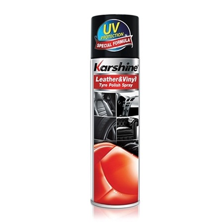 น้ำยารักษาเครื่องหนังและเคลือบเงา Karshine Leather&Vinyl Tyre Polish Spray (UV Protection) ขนาด 500ml (แบบสเปรย์)