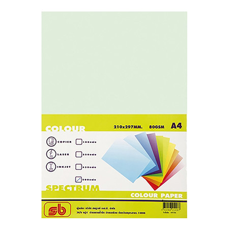กระดาษสีถ่ายเอกสาร สเปคตรัม No.2 80/500 A4 สีเขียว