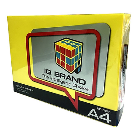 กระดาษสีถ่ายเอกสาร ไอคิว 80g A4 สีเหลืองเข้ม (แพ็ค 500 แผ่น)