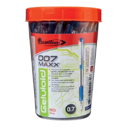 ปากกาลูกลื่นควอนตั้ม เจลโล่พลัส 007 Max 0.7 มม. สีแดง (กล่อง 50 ด้าม)