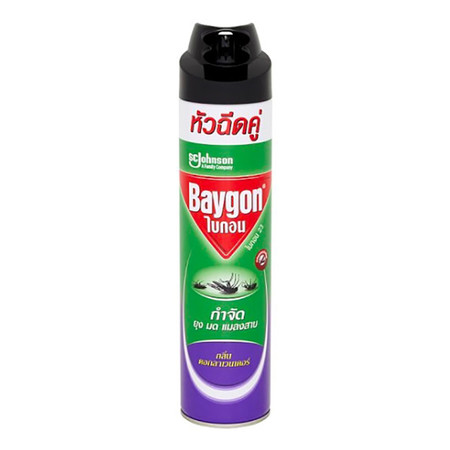 สเปรย์หัวฉีดคู่กำจัดยุง มด แมลงสาบ BAYGON กลิ่นลาเวนเดอร์ 600 มล.