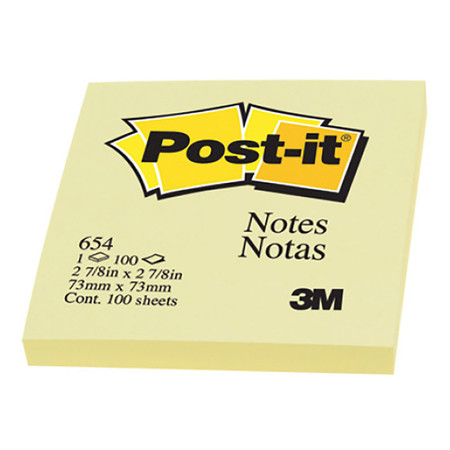 POST-IT กระดาษโน้ต 3M 654Y 3'' x 3'' สีเหลือง (100 แผ่น)