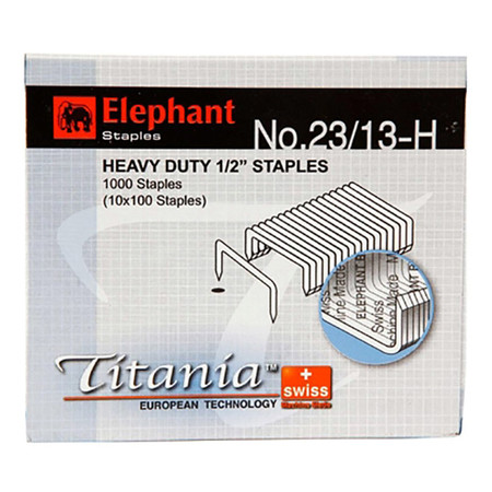 ลวดเย็บกระดาษ ตราช้าง Titania 23/13-H 1000 ลวด