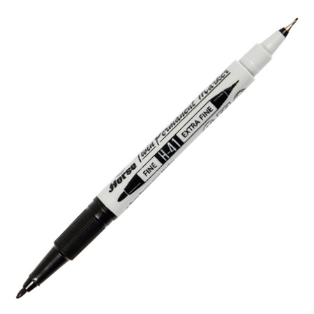 ปากกาเคมี 2 หัว ตราม้า H-41 หัวแหลม สีดำ